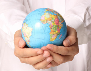 Globe ,earth in  hand