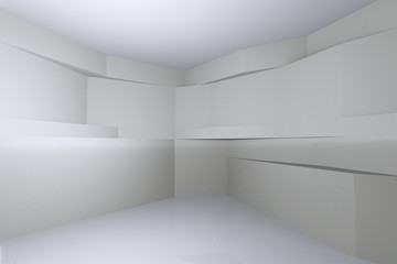 Empty room with free form wall