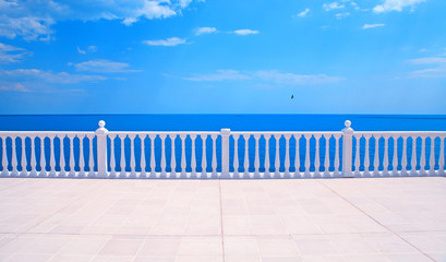 terrace with balustrade overlooking the sea - 55576808