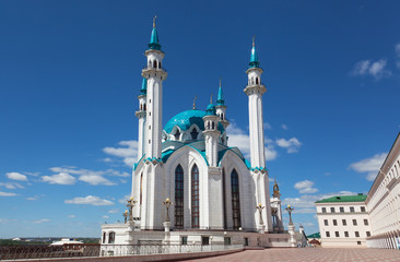Qol Sharif mosque in Kazan, Russia against the beautiful sky