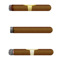 Set of Cuban cigars. Isolate on white background. eps10