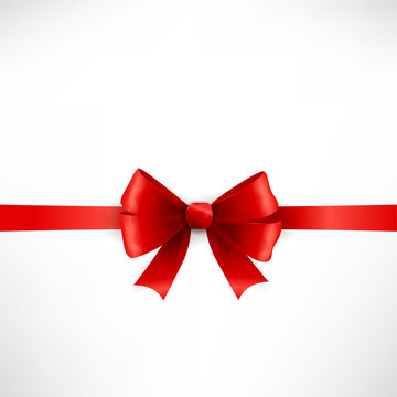 elegant red ribbon and bow isolated on white