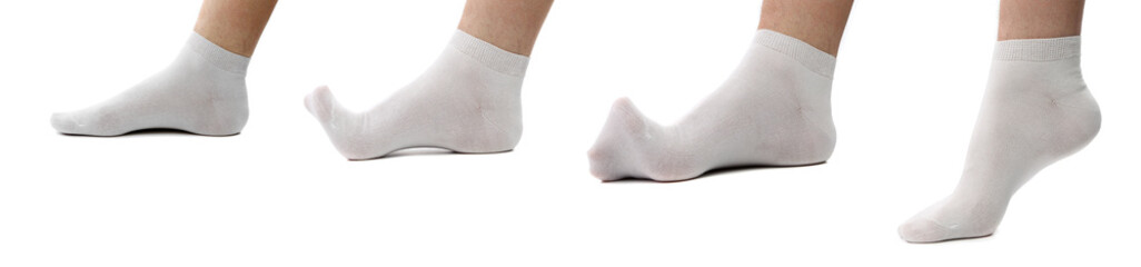 Collage feet in white socks.