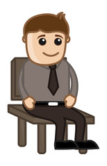Man Sitting on a Chair - Office Corporate Cartoon People