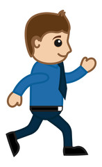 Man Walking Fast - Office Corporate Cartoon People