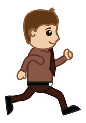 Man Running in Office - Office Corporate Cartoon People