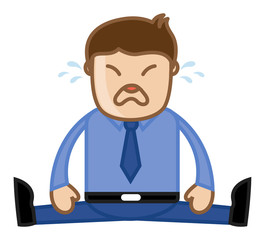 Man Crying - Deadlines Concept - Office Corporate Cartoon People