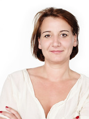 Mature woman on white background