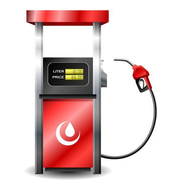 Gas station pump with fuel nozzle
