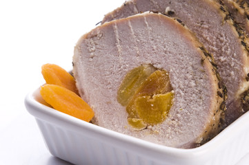 Roasted pork loin with dried apricots