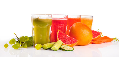 Fresh fruits, vegetables and juice
