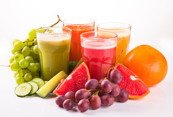 Fresh fruits, vegetables and juice