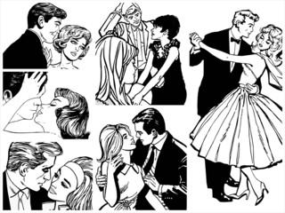 Ilustraciones de una pareja de enmarados