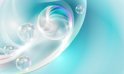 transparent bubbles on a blue background