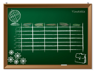 Fototapeta premium Timetable hand drawn on chalkboard