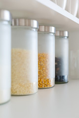 glass jars with grain