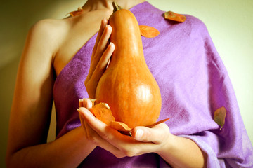 Fall lady with pumpkin