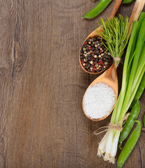 green vegetables and spices