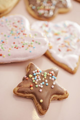 Christmas cookies in different shapes with icing