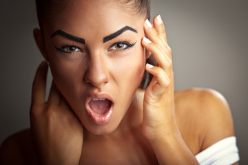 beauty portrait of a young brunette woman