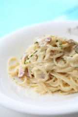 Spaghetti Carbonara with bacon and cheese