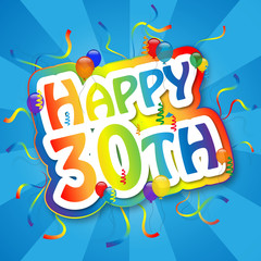 "HAPPY 30TH" Card (birthday thirty party celebration congrats)