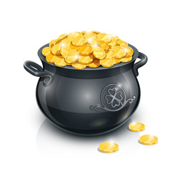 pot with gold coin for Patrick's day. vector illustration