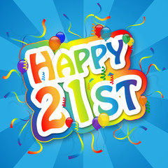 "HAPPY 21ST" Card (birthday twenty-one party celebration fun)