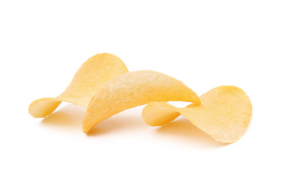 Potato chips isolated on white background