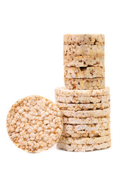 puffed rice snack on white background