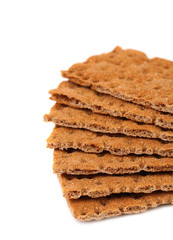 Whole grain crisp bread isolated on white