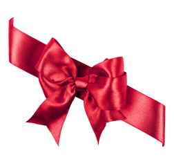 red bow made from silk ribbon