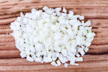 Obraz na płótnie Canvas Freshly Diced White Onion