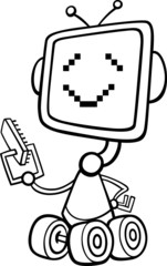 robot cartoon illustration for coloring