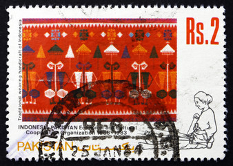 Postage stamp Pakistan 1983 Indonesian Weaving