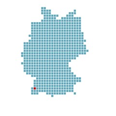 Fototapeta na wymiar Markierung von Freiburg auf vereinfachter Deutschlandkarte