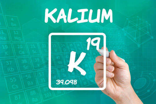 Symbol f&uuml;r das chemische Element Kalium