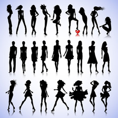 Fashion set of woman silhouettes