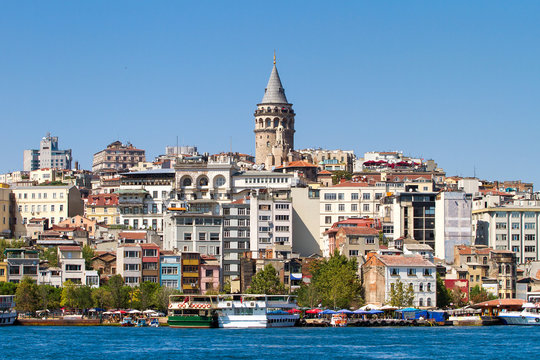 Beyoglu district historic architecture and medieval Galata tower