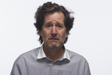 Man looking miserable, horizontal