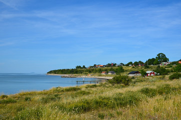 View over a bay at summertime