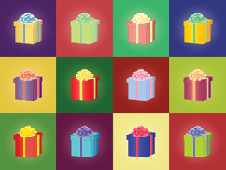 seamless pattern with gift boxes in squares