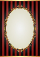 background with oval frame and golden ornaments