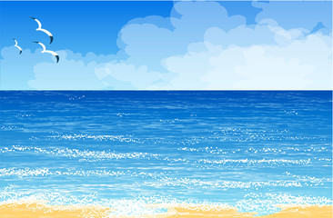 Blue ocean. Vector template.