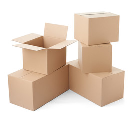 cardboard box package moving transportation delivery stack