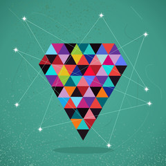 Retro hipsters trendy triangle diamond illustration.