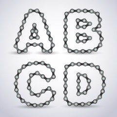 Vector alphabet letters made from Bicycle chain