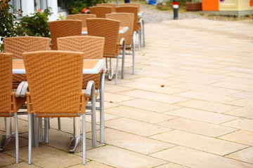 Outdoor restaurant  cafe chairs with table