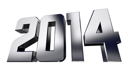 Chrome digits 2014 isolated on white