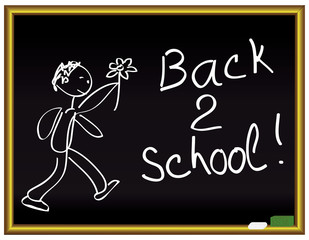 Back 2 school message on a chalkboard
